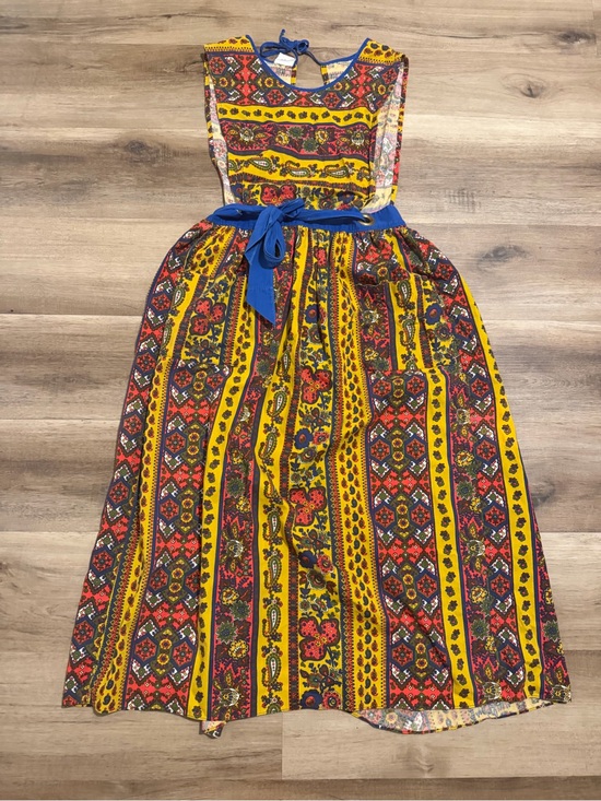 Design house Dresses & Skirts - VTG Design House Apron Pinafore Dress 60s 70s Lotus Floral Paisley Cottagecore